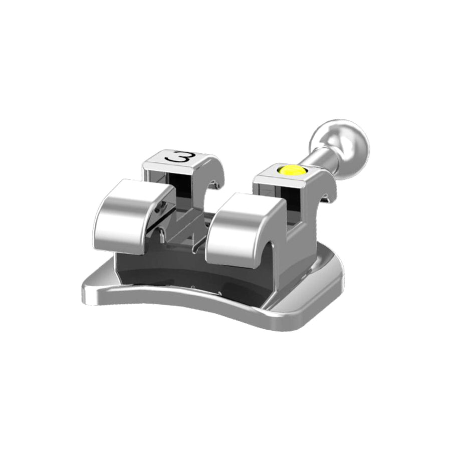 Vintera Mini Metallbracket mit Haken und gelber Farbmarkierung – Vorderansicht – Beispielabbildung
