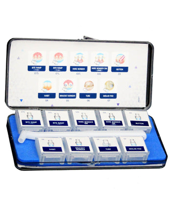 SIA Mini Mold Kit FC-MMKIT – geöffnete Sortimentsbox mit neun Formen und Applikationshalter