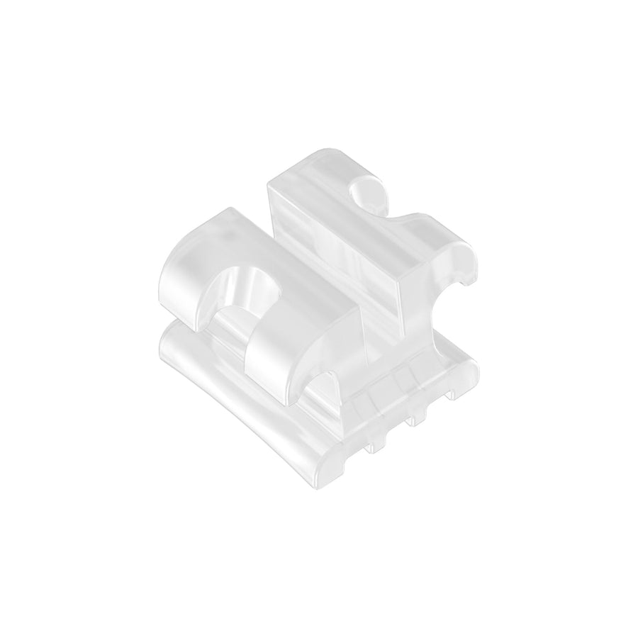 Vintera Ceramic Keramikbracket – schräge Vorderansicht mit Slot und Ligaturflügeln